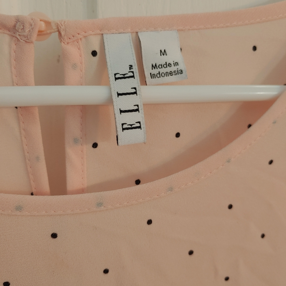Elle Light Pink Sheer Blouse with Dots Women's Size Medium - Picture 2 of 4
